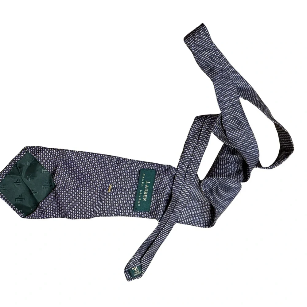 Lauren‎ Ralph Lauren Silk Tie Blue Geometric USA 56in